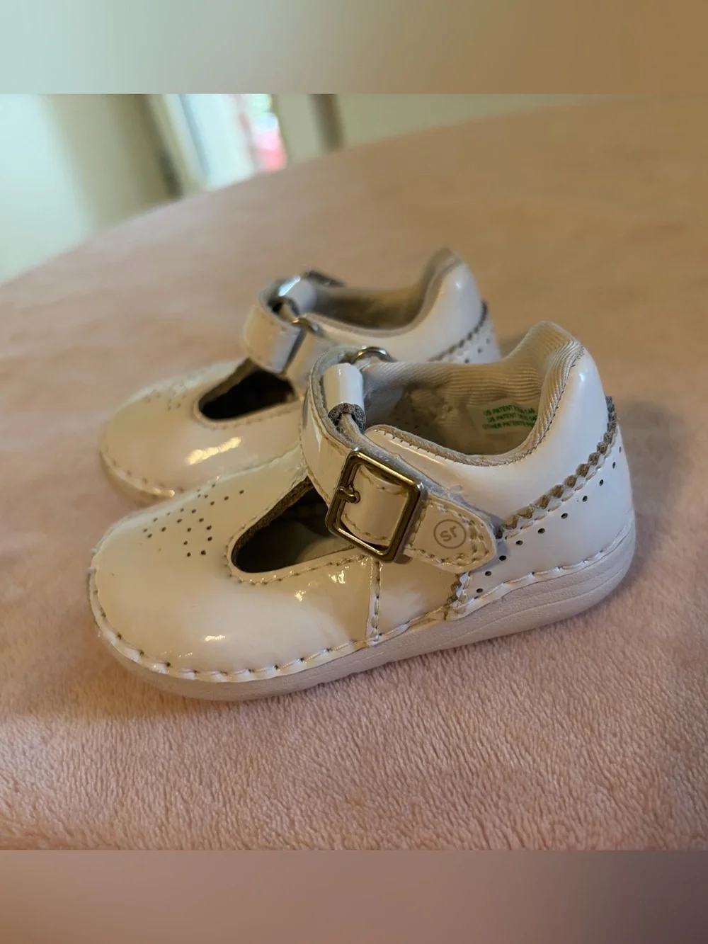 Stride Rite Baby Girls' White Patent Leather Mary Jane Shoe with Buckle
